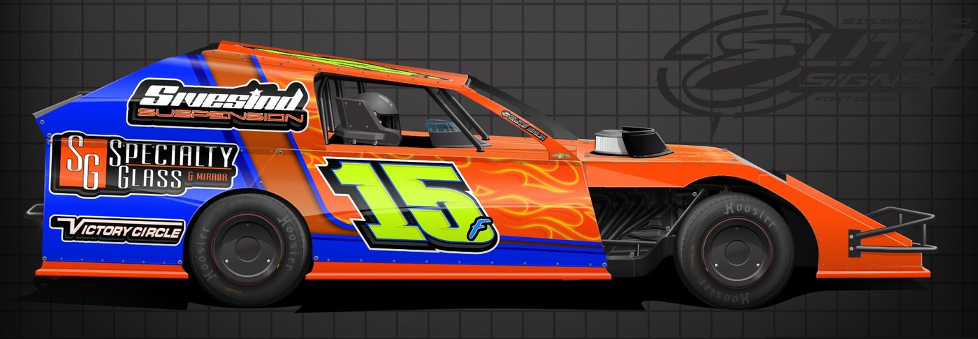 Markus Frazier orange #15F IMCA Modified
